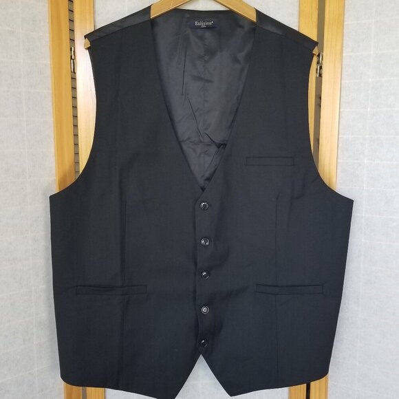 E25 Men's Enlision Black Vest Waistcoat Button Up V-Neck Sleeveless  2XL NWOT - Picture 1 of 5